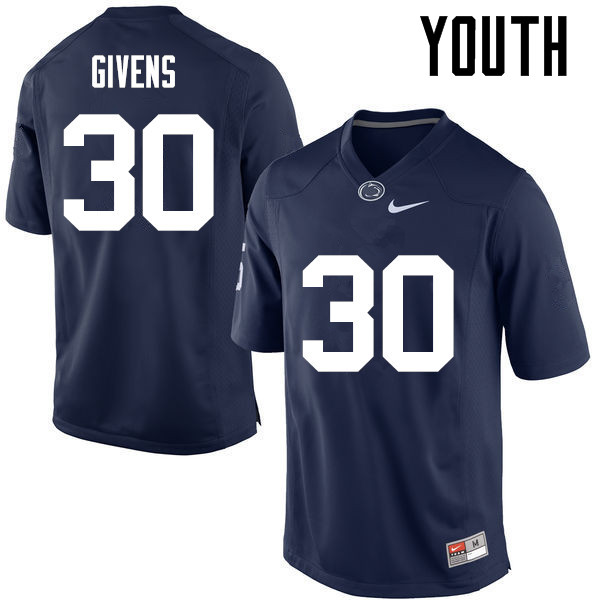 Youth Penn State Nittany Lions #30 Kevin Givens College Football Jerseys-Navy